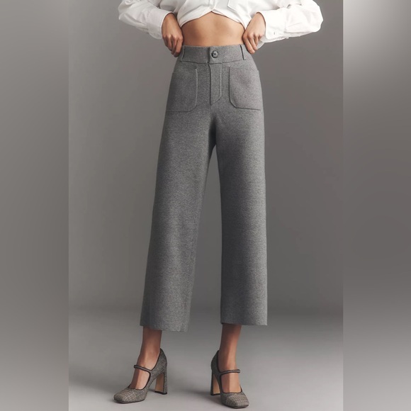 Anthropologie Pants - Anthropologie Maeve Medium Colette Sweater Knit High-Rise Wide-Leg Cropped Pants